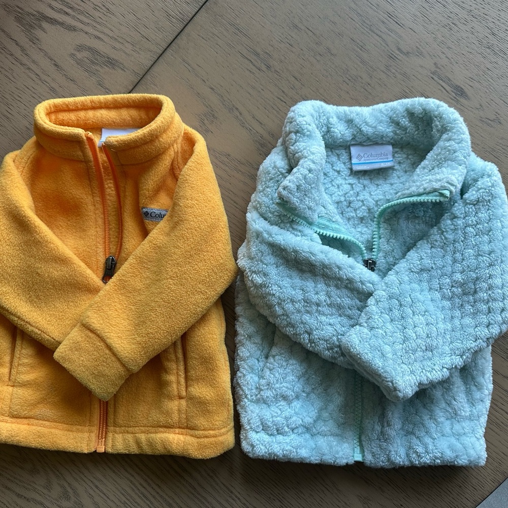 Columbia Kids' Fleece Jackets - Mustard Yellow and Light Blue